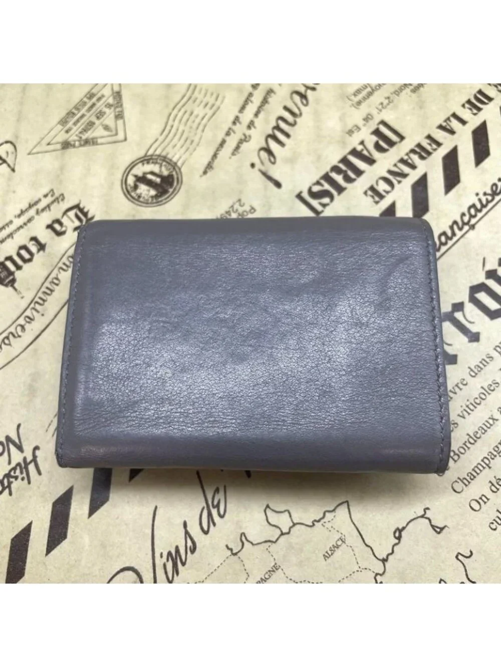★SOLD★ Saint Laurent Trifold Wallet Compact YSL Leather Gray - Picture 3 of 11